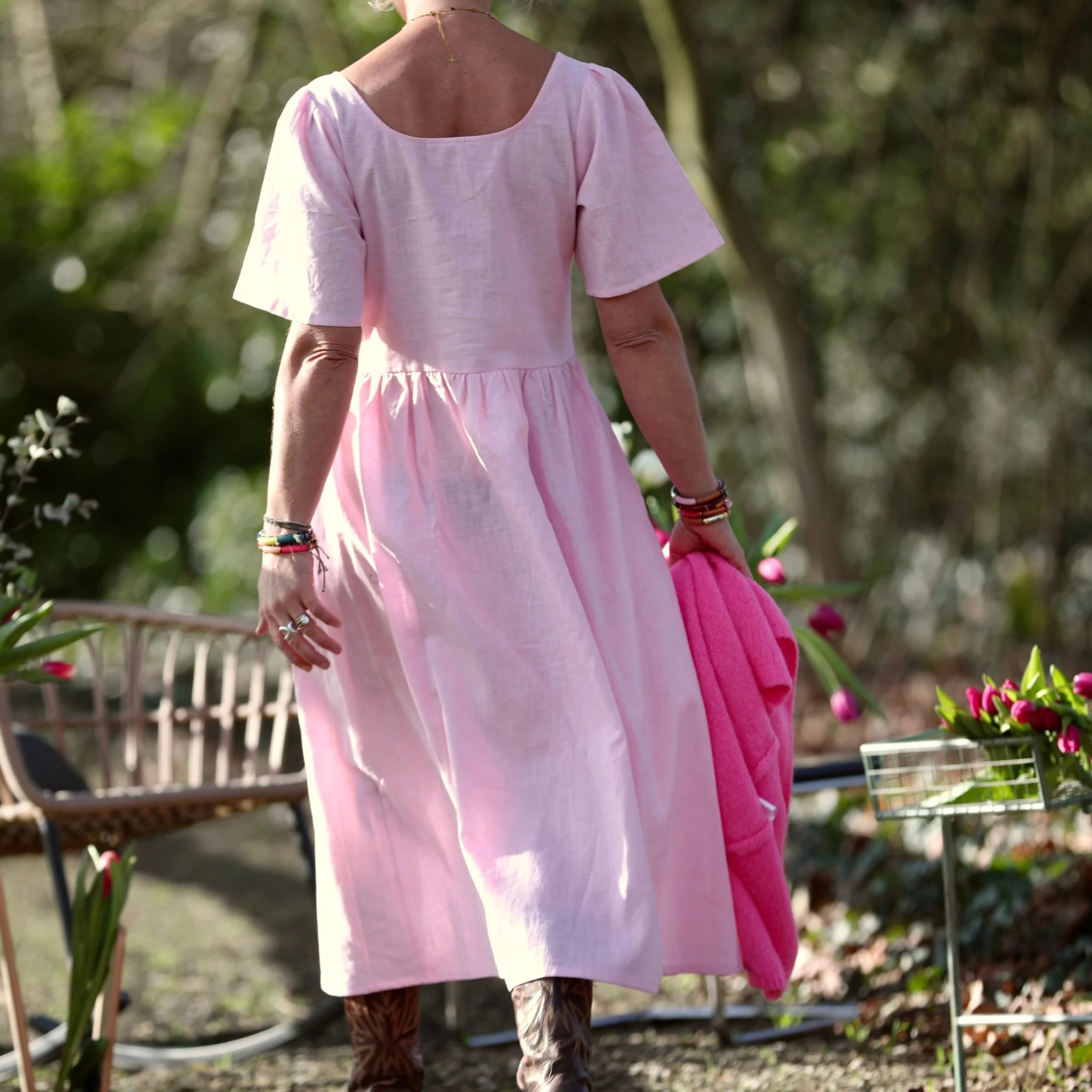 Robe Gwenaëlle - Lin rose dragé - Image 4
