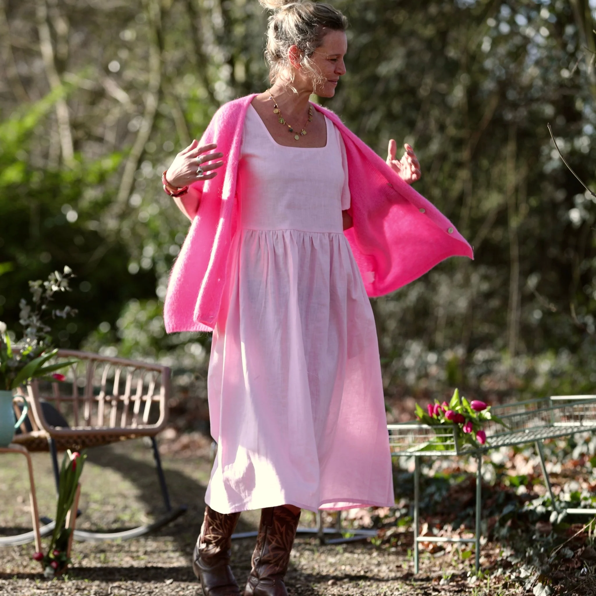Robe Gwenaëlle - Lin rose dragé - Image 7