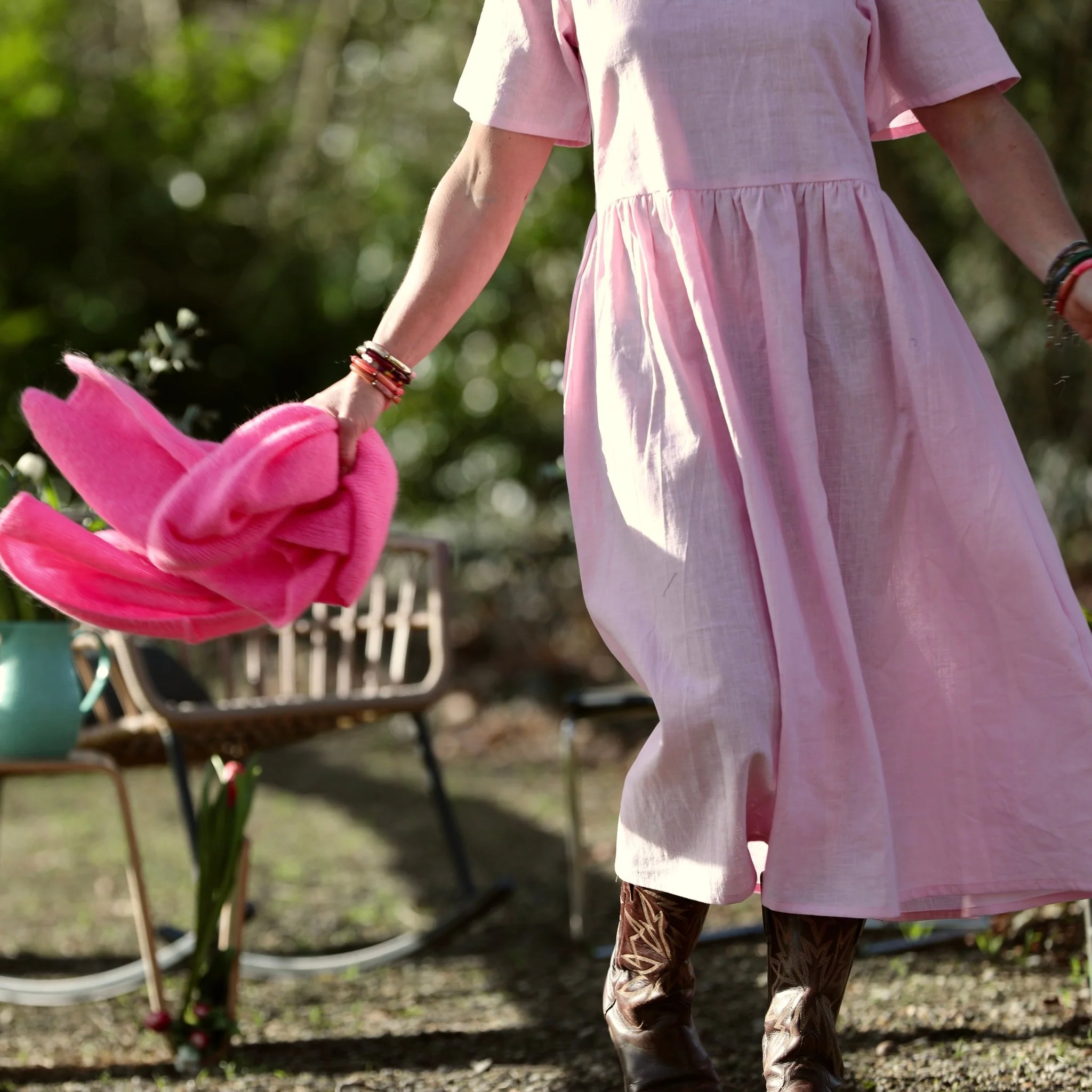 Robe Gwenaëlle - Lin rose dragé - Image 8