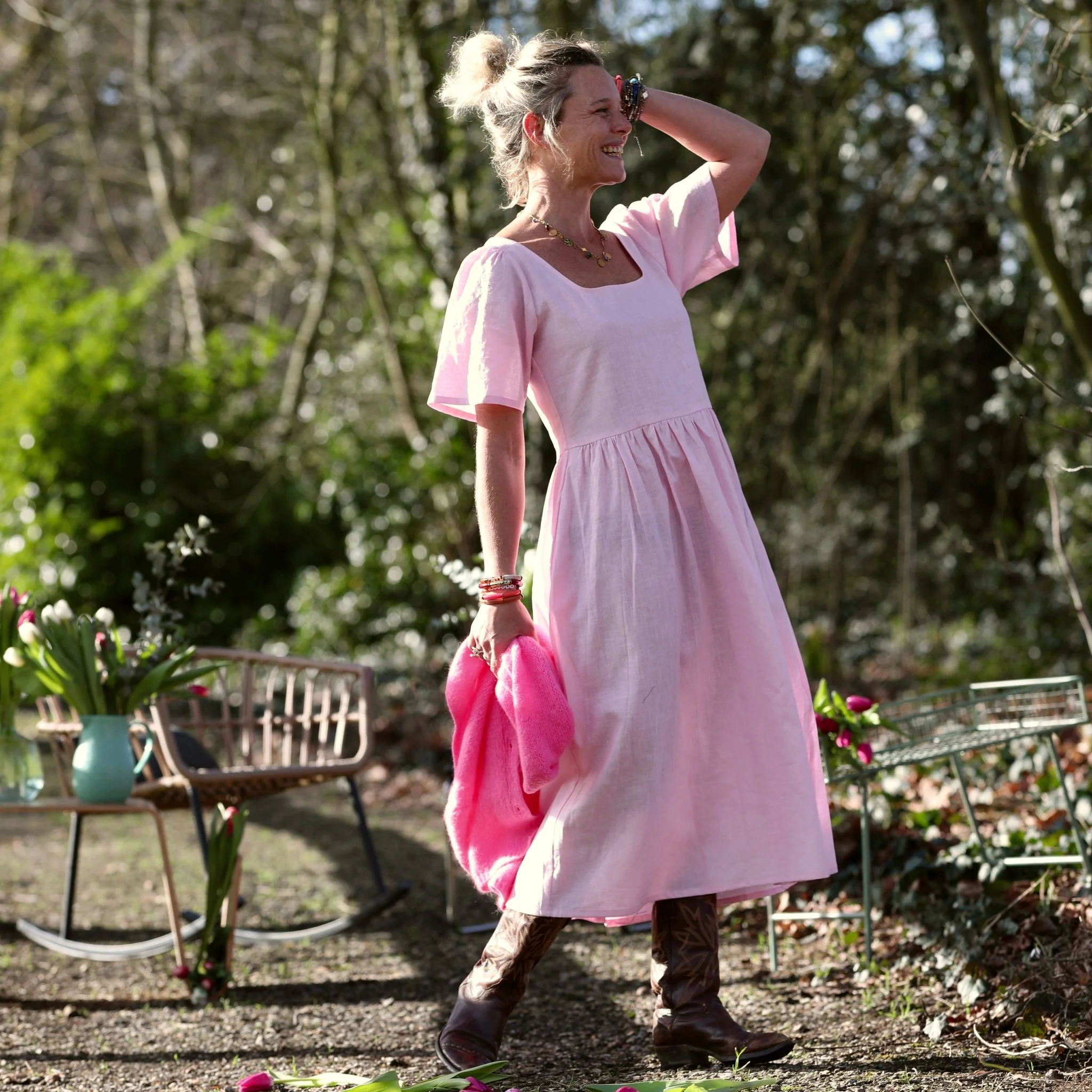 Robe Gwenaëlle - Lin rose dragé - Image 9
