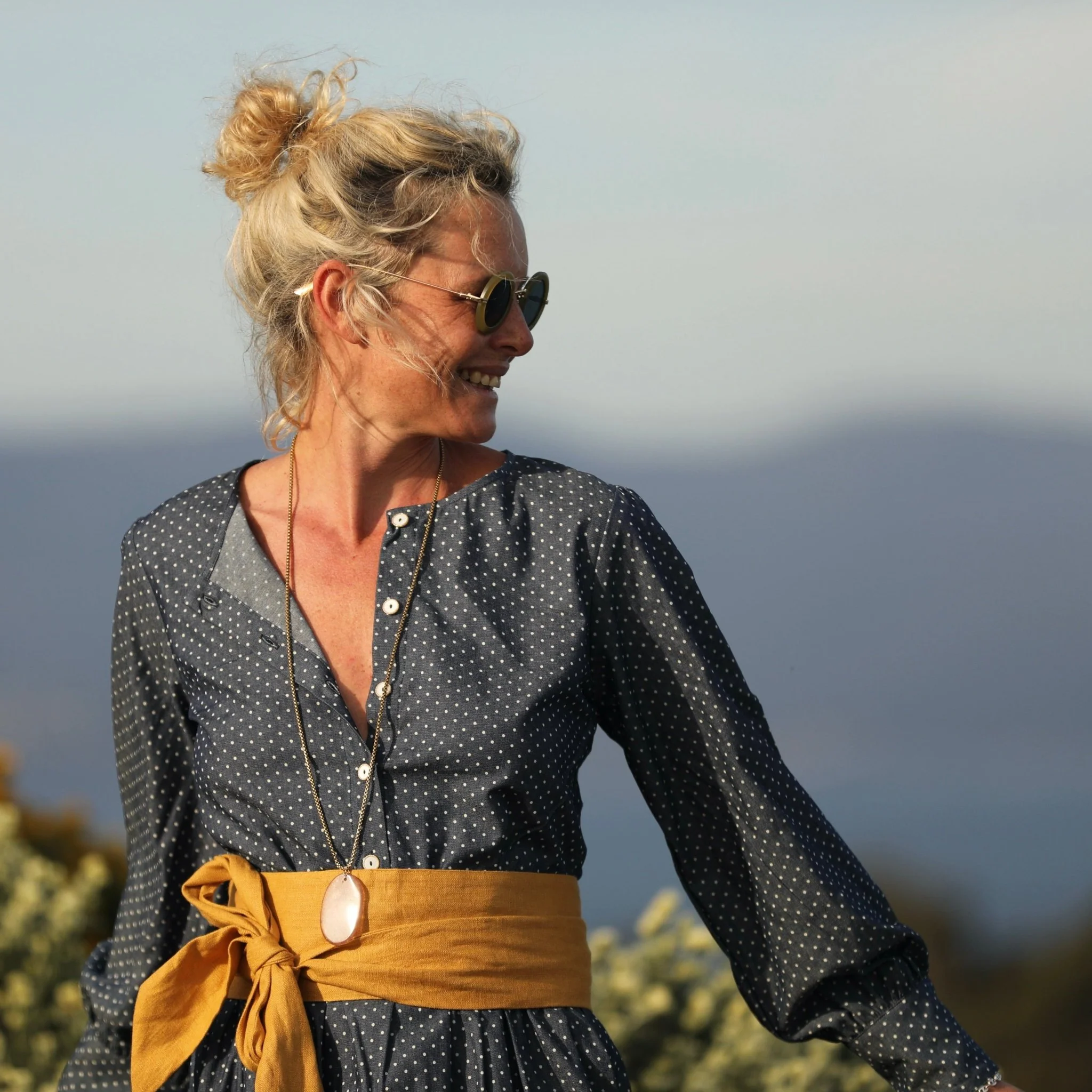 Robe Isis - jean bleu à pois - Image 3
