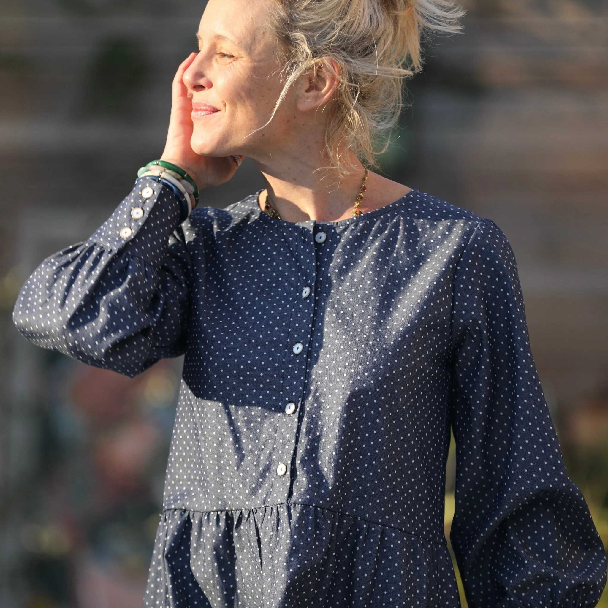 Robe Isis - jean bleu à pois - Image 4