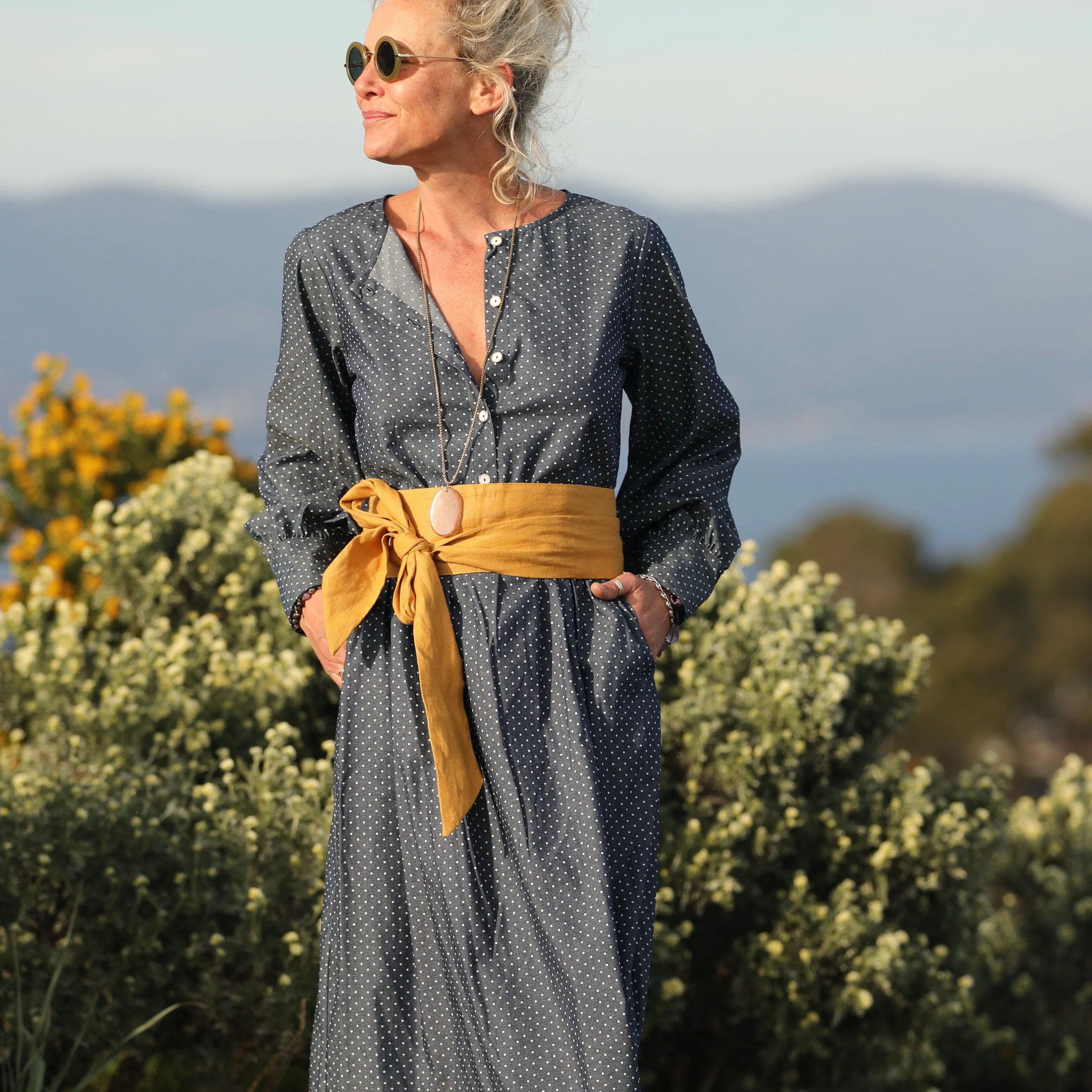 Robe Isis - jean bleu à pois - Image 5