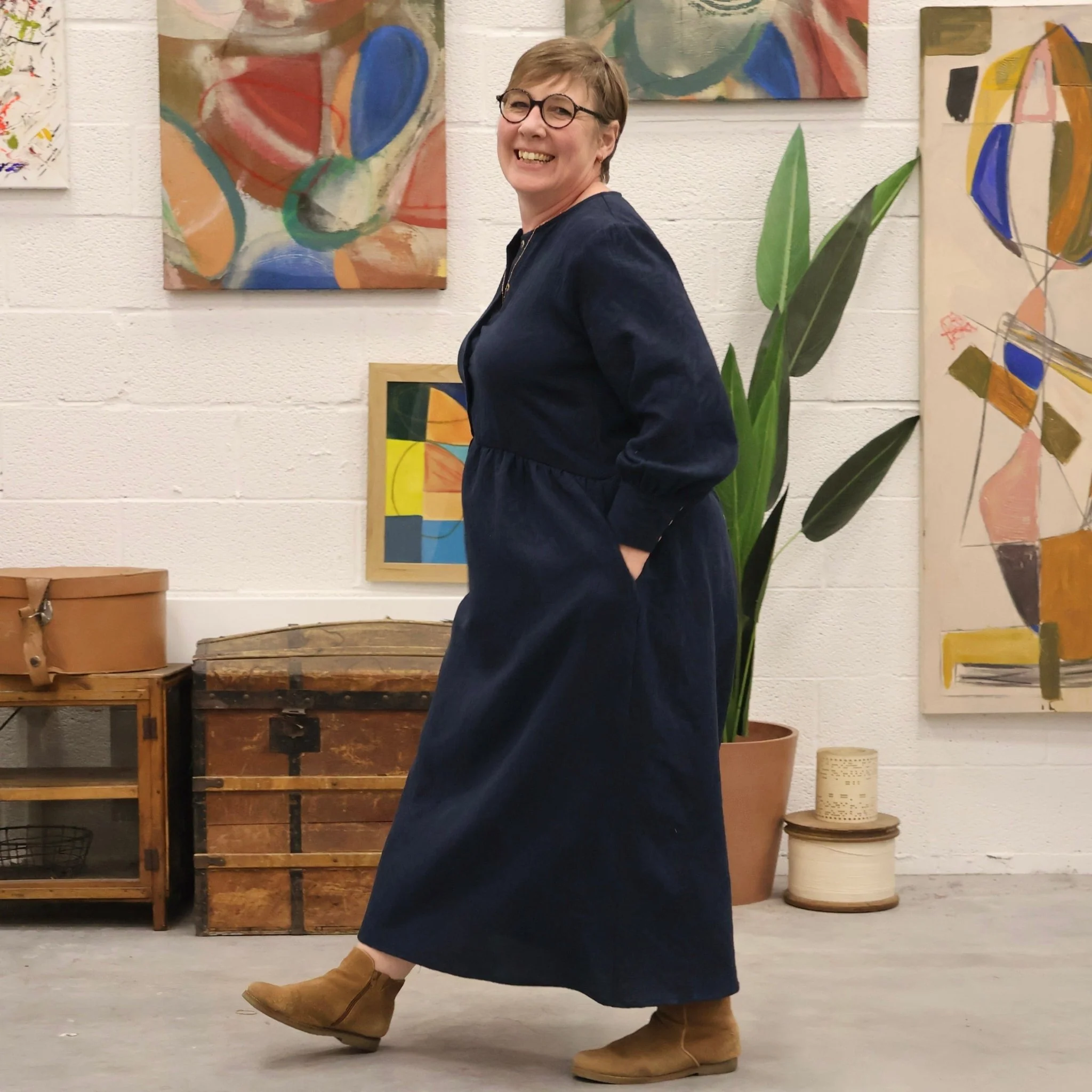 Robe Isis - jean bleu à pois - Image 8
