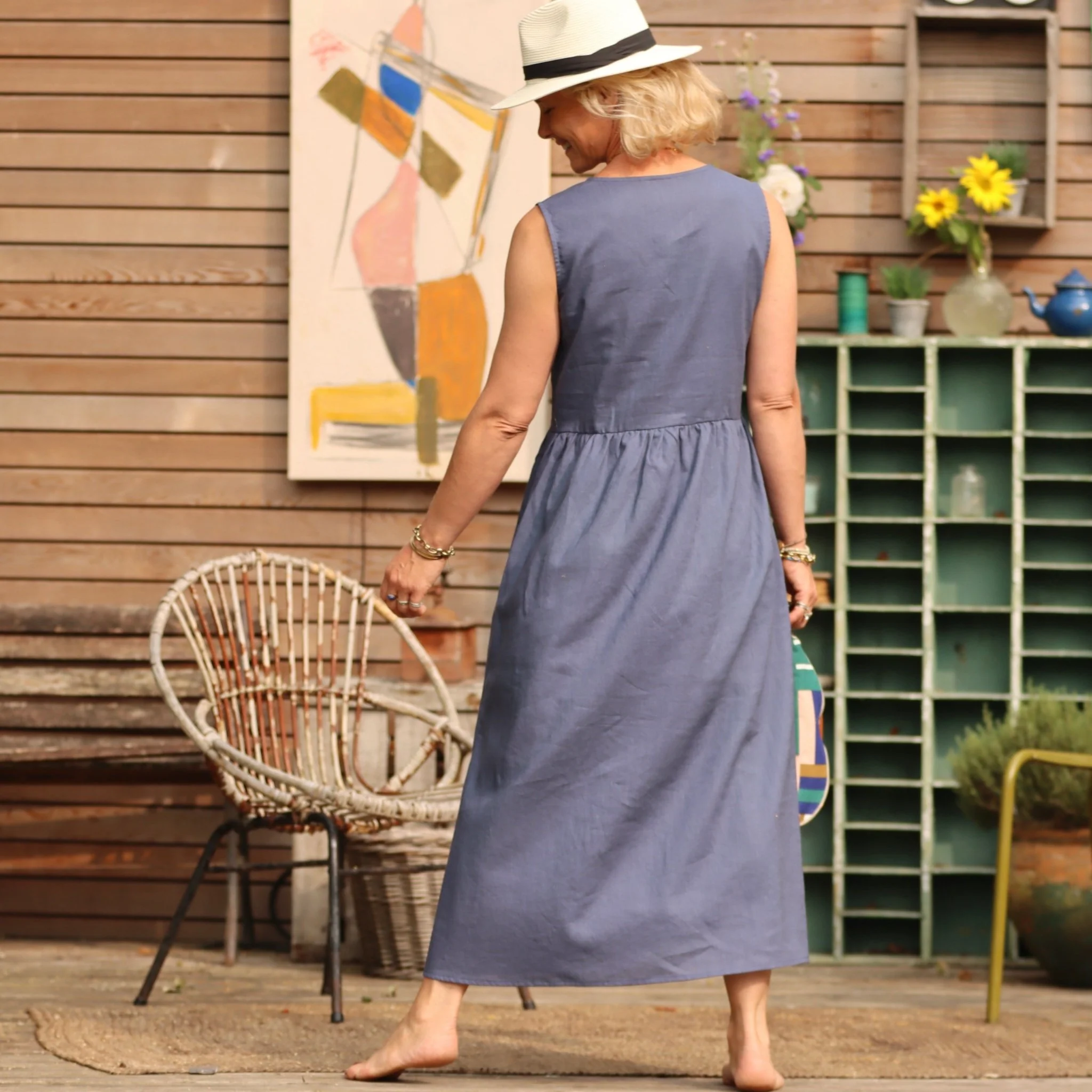 Robe Julie - Lin bleu lavande - Image 3