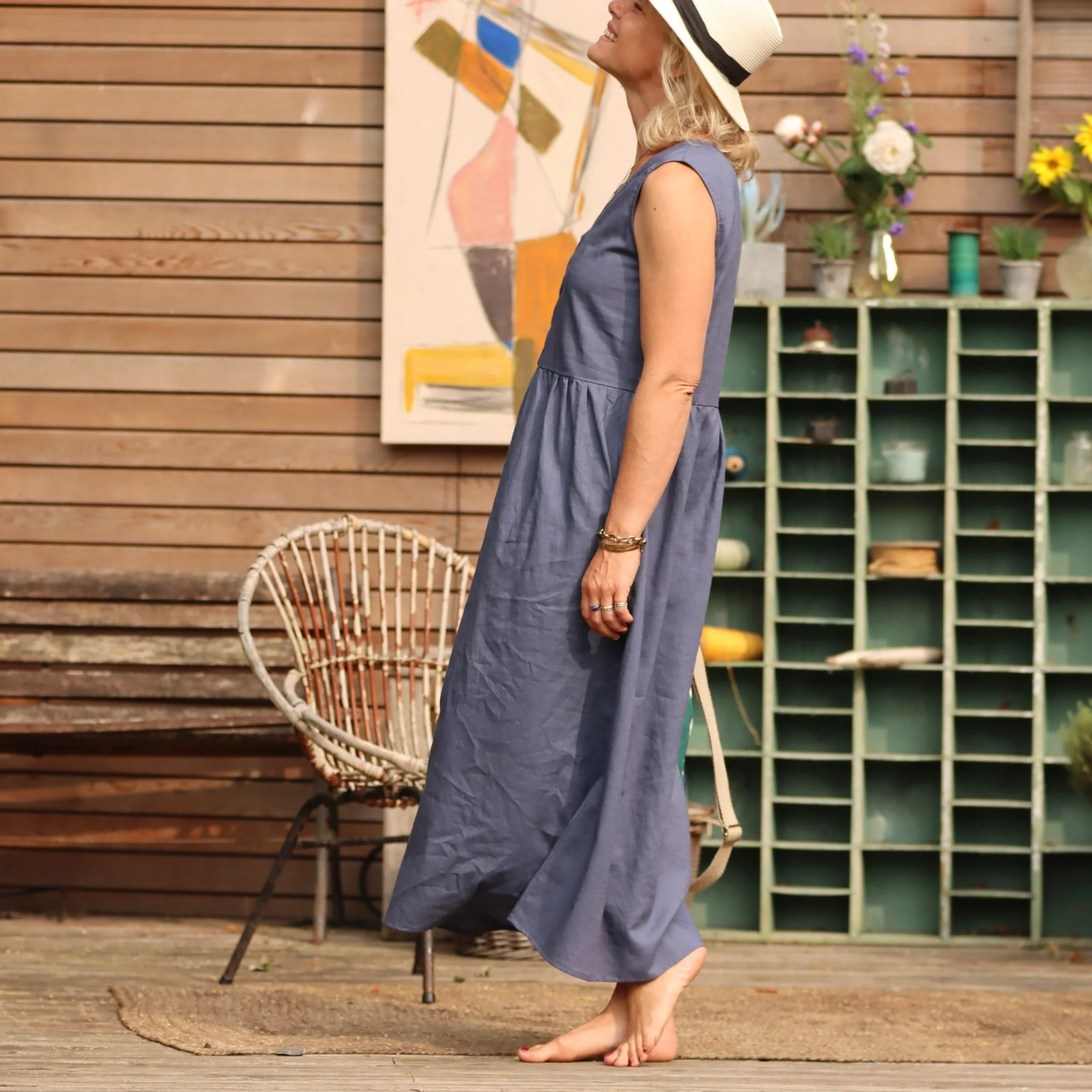 Robe Julie - Lin bleu lavande - Image 5
