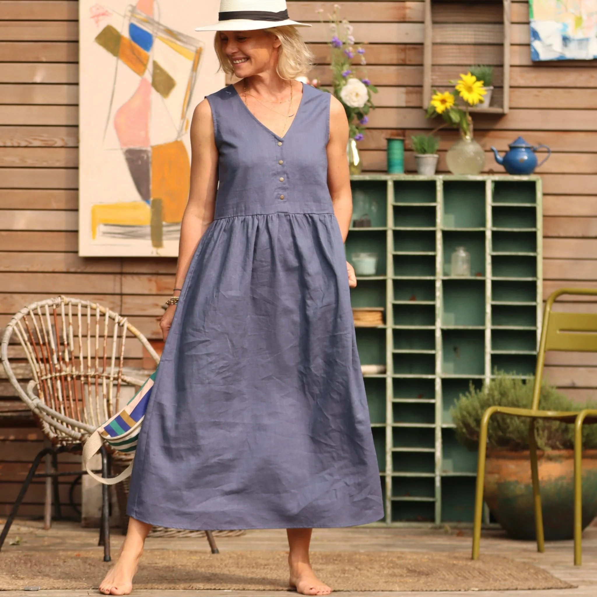 Robe Julie - Lin bleu lavande - Image 6