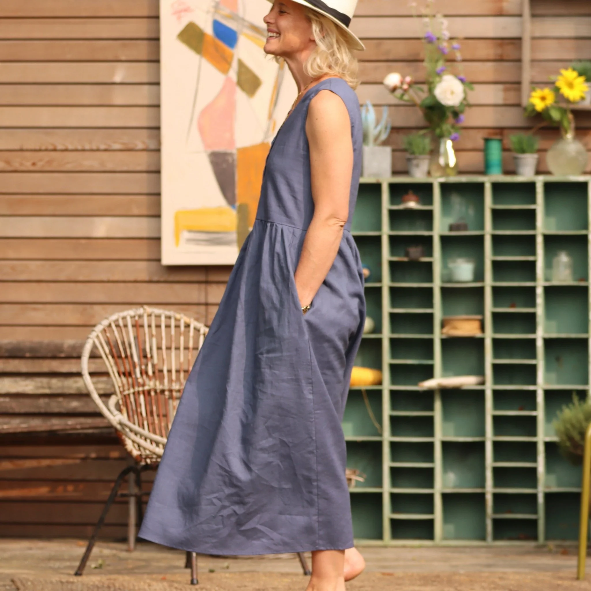Robe Julie - Lin bleu lavande - Image 7