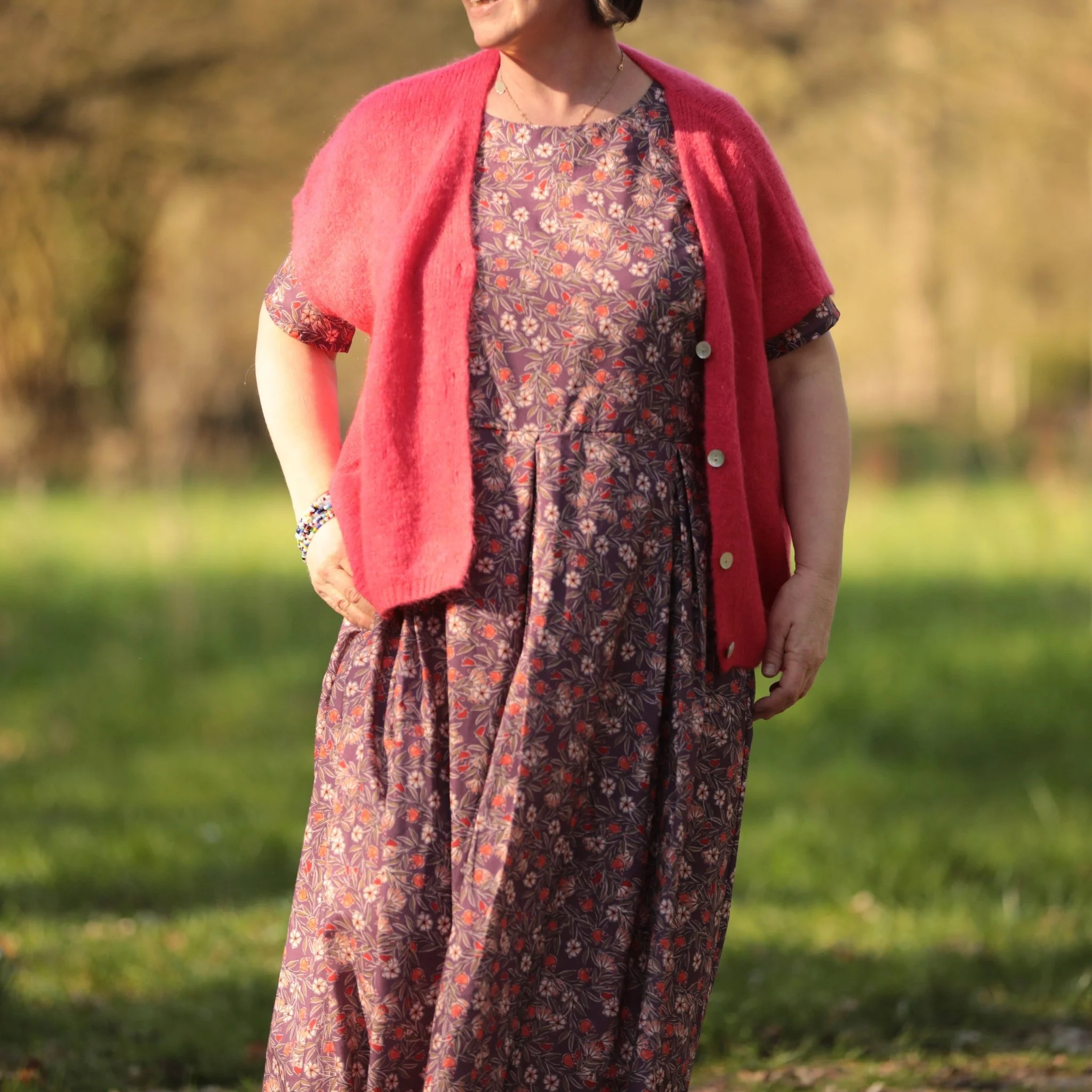 Robe Louisa - Coton fleurs d'aubergine - Image 13