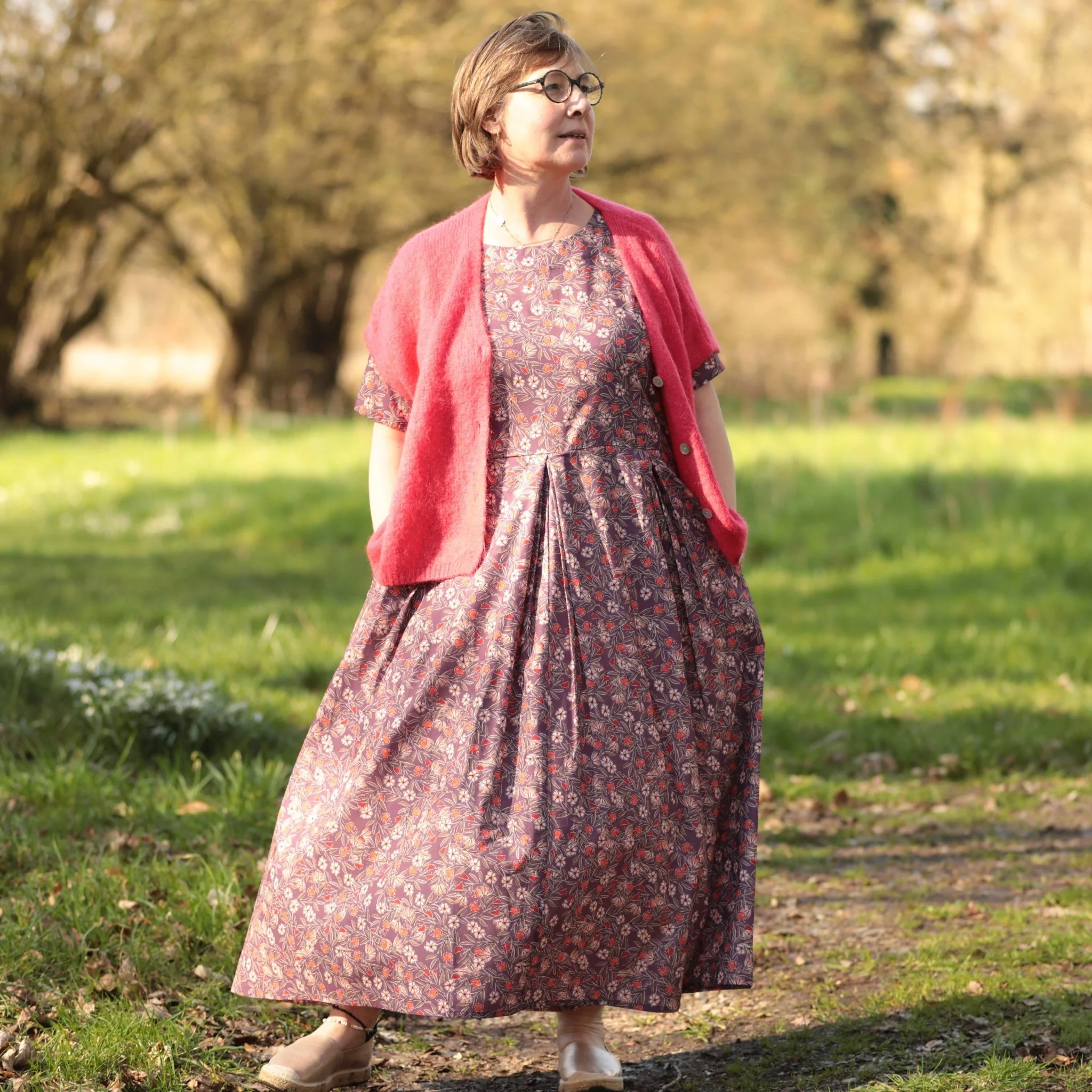 Robe Louisa - Coton fleurs d'aubergine - Image 8