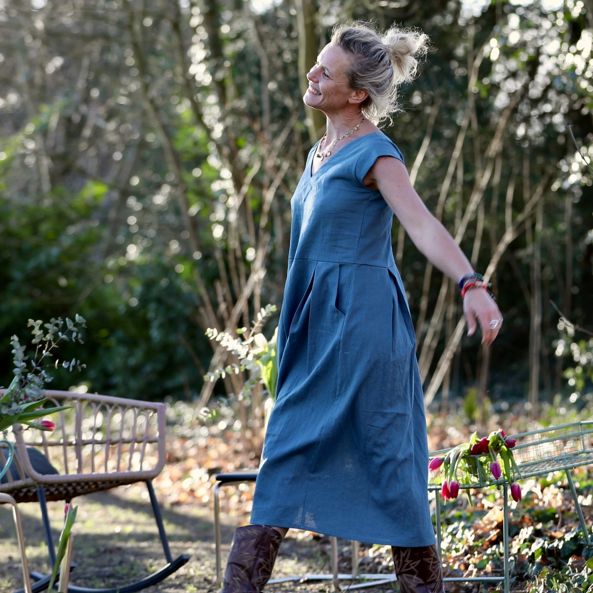 Robe Louison - lin bleu navy - Image 5