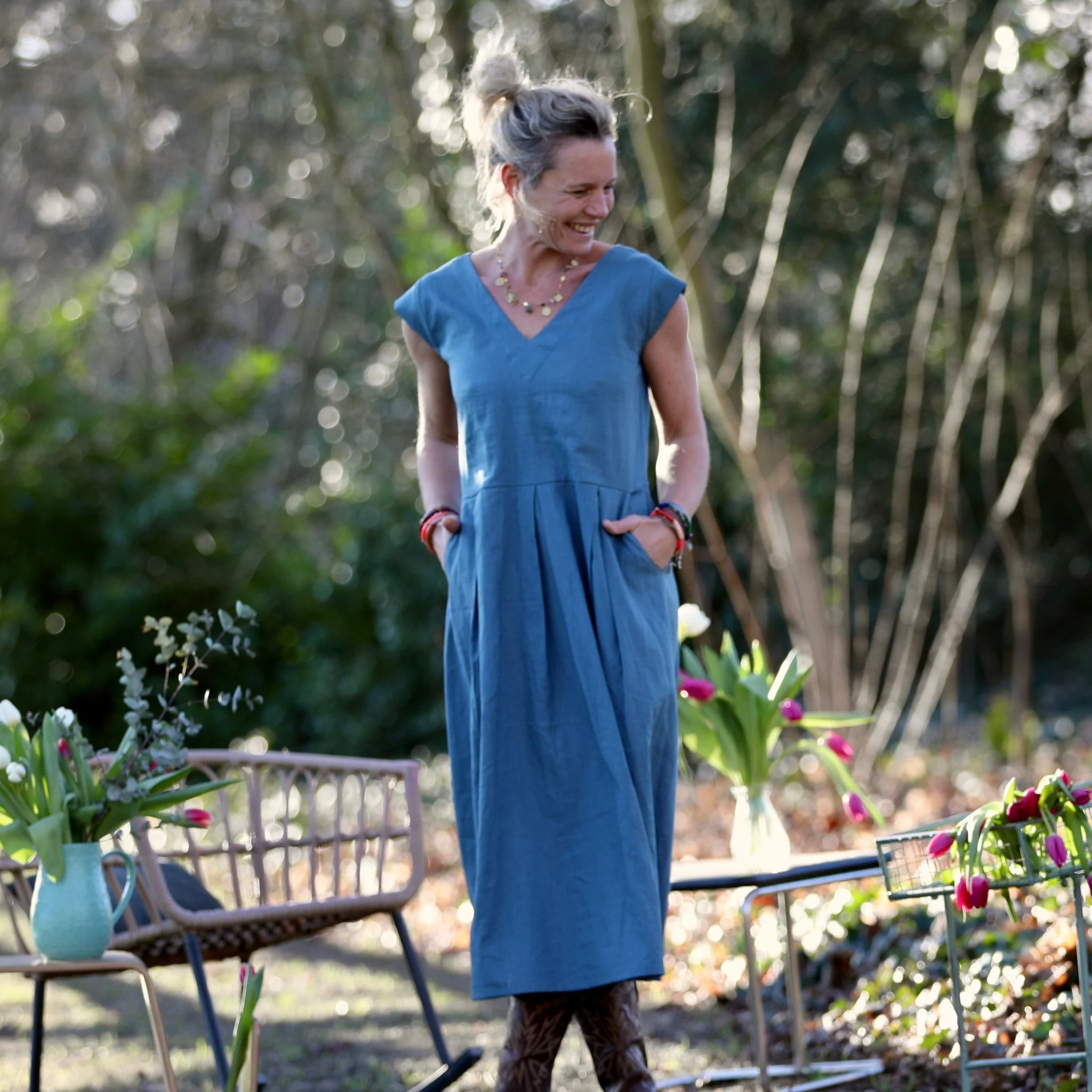 Robe Louison - lin bleu navy - Image 8