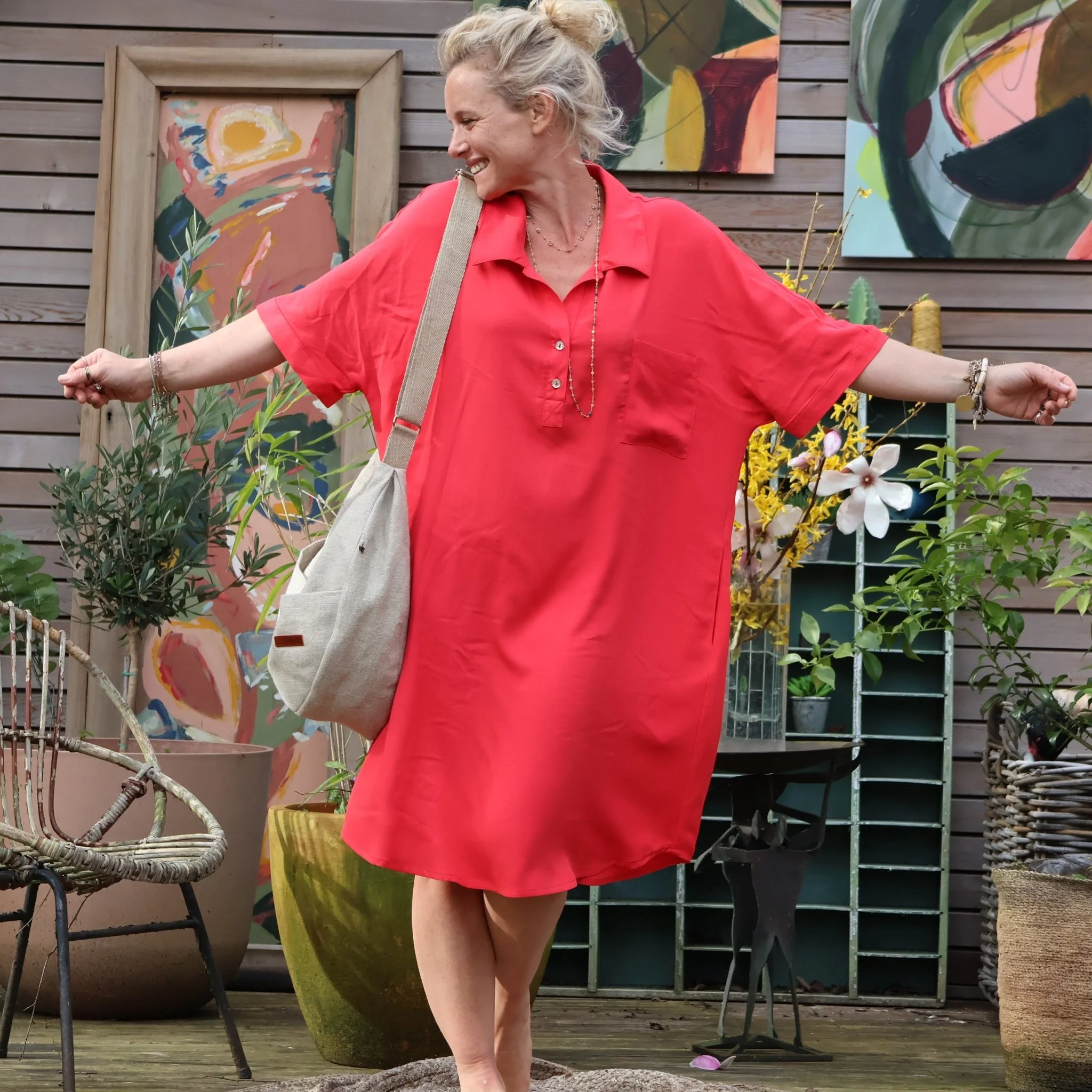 Robe Lucette viscose rouge - Image 3