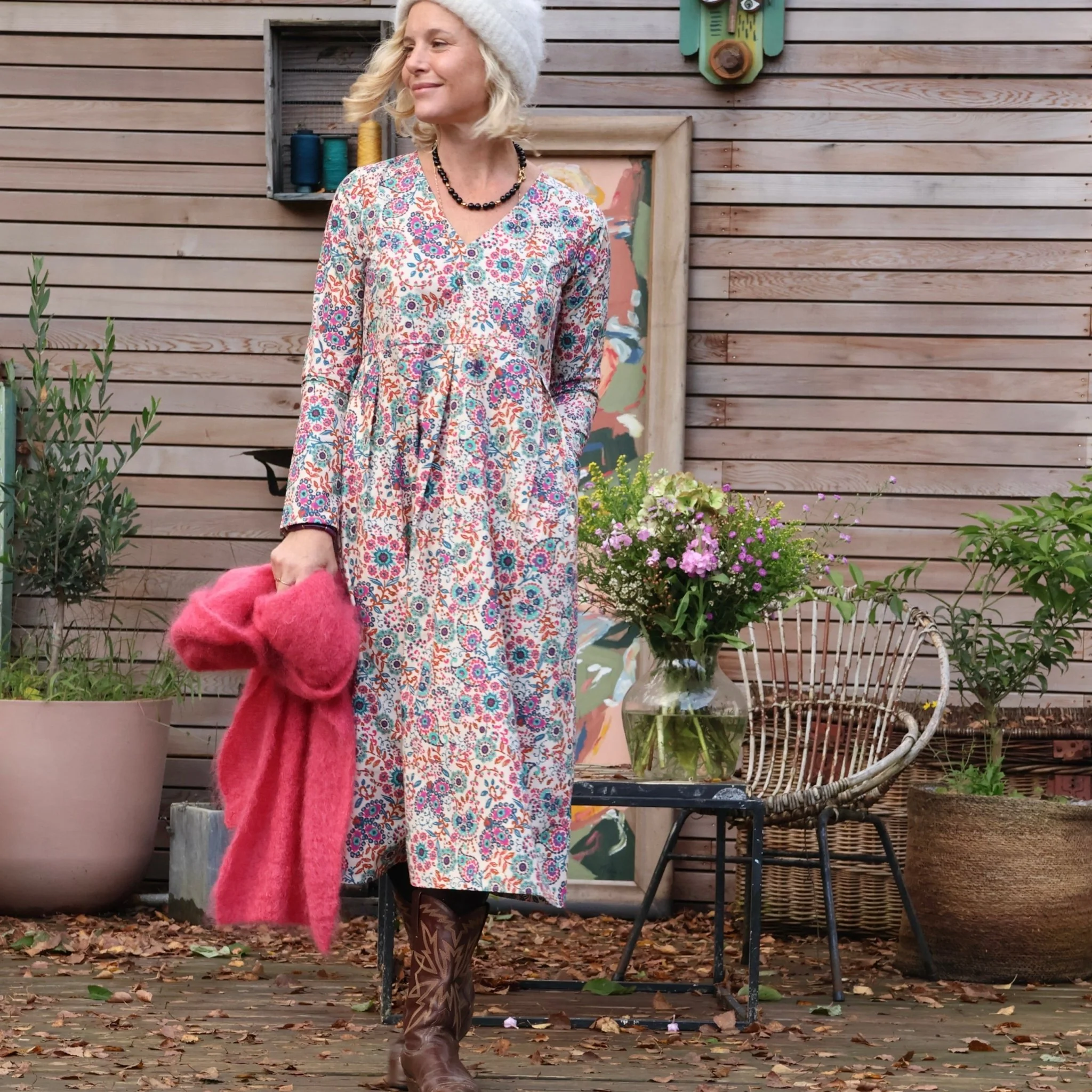 Robe Romane - popeline de coton giroflée