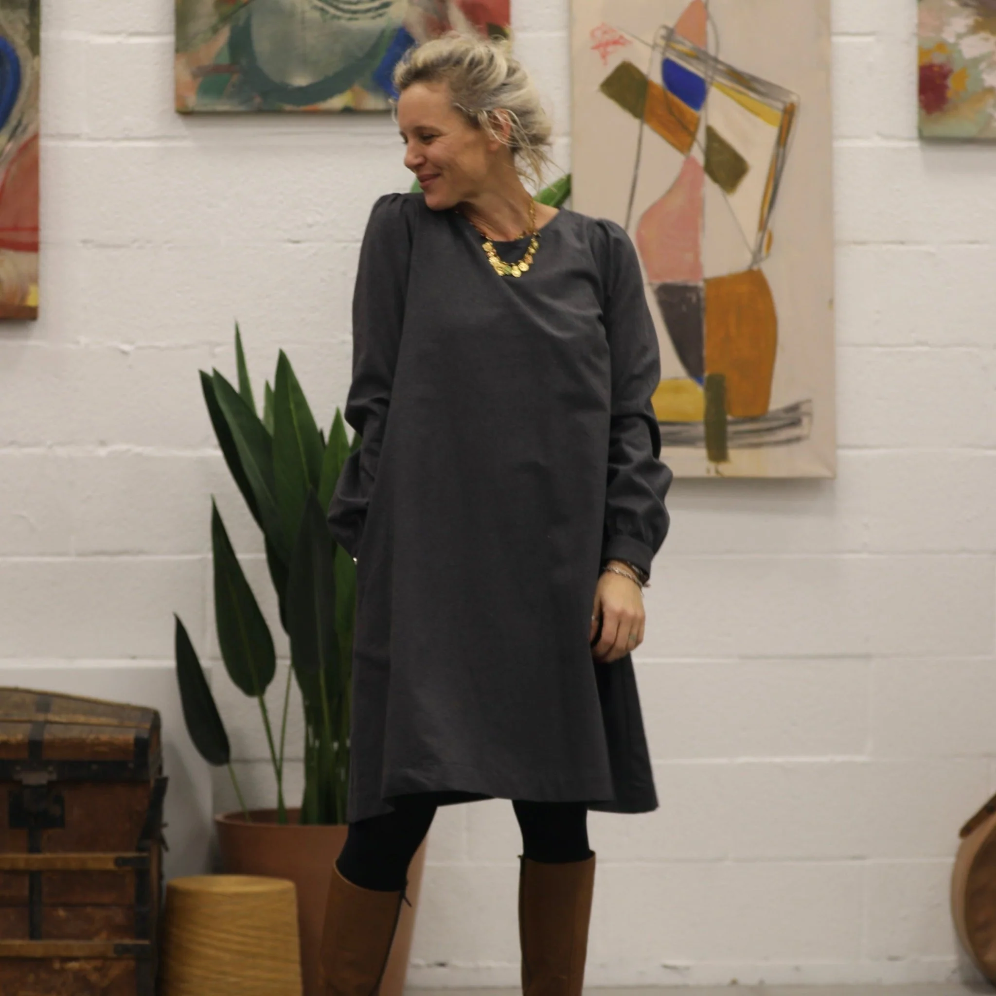 Robe Rosine - flanelle grise - Image 3