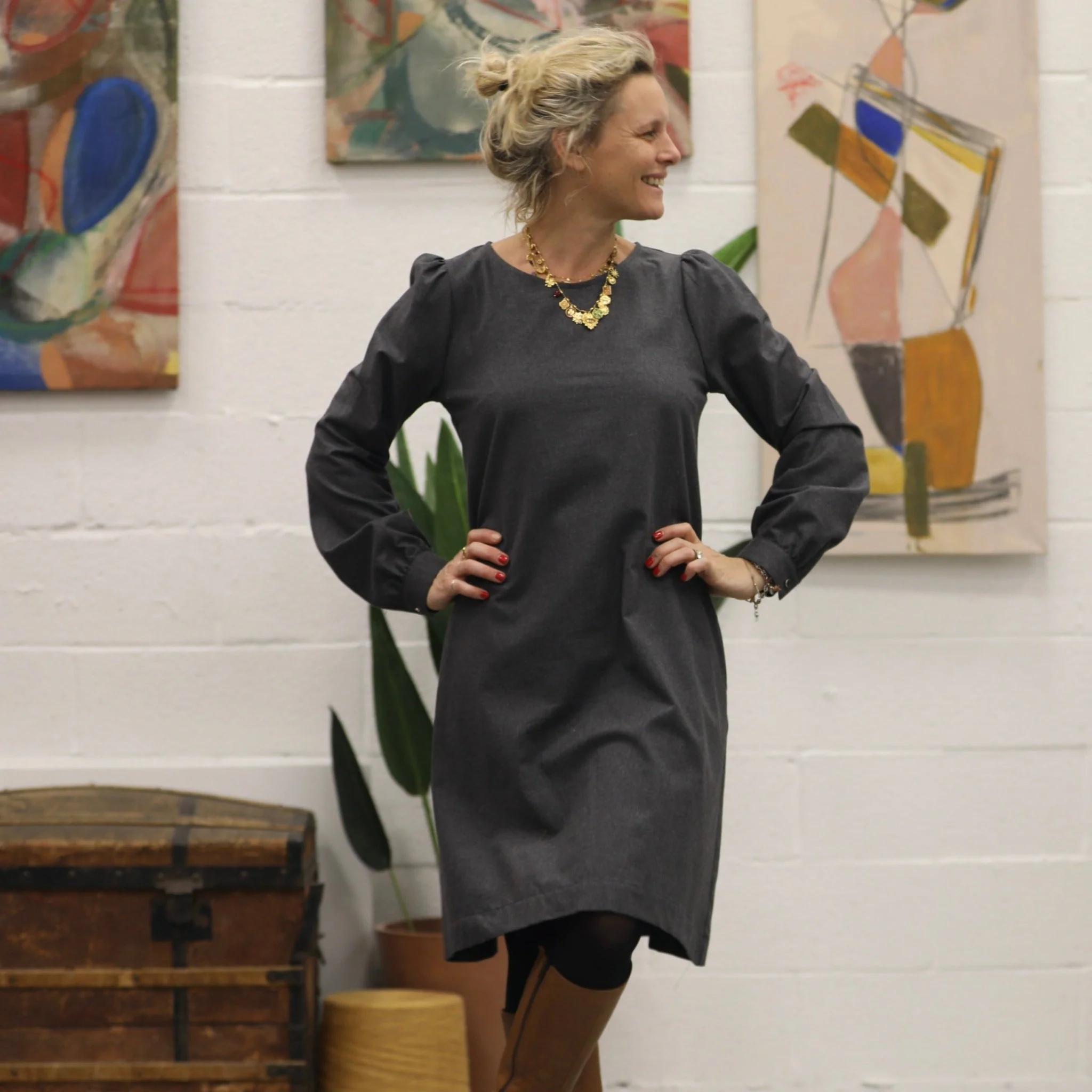 Robe Rosine - flanelle grise - Image 5