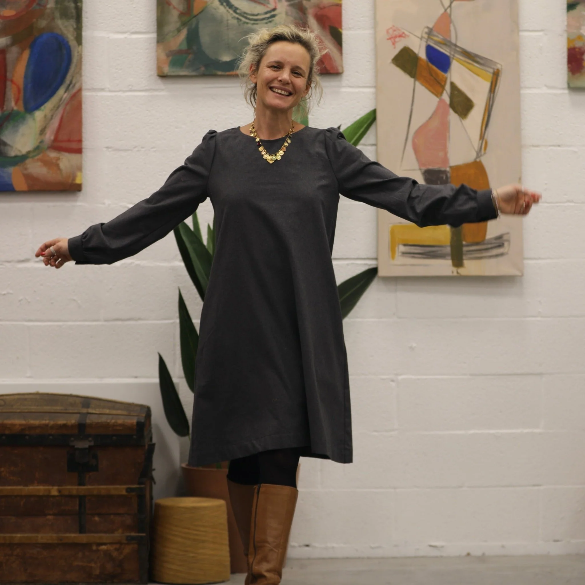 Robe Rosine - flanelle grise - Image 7