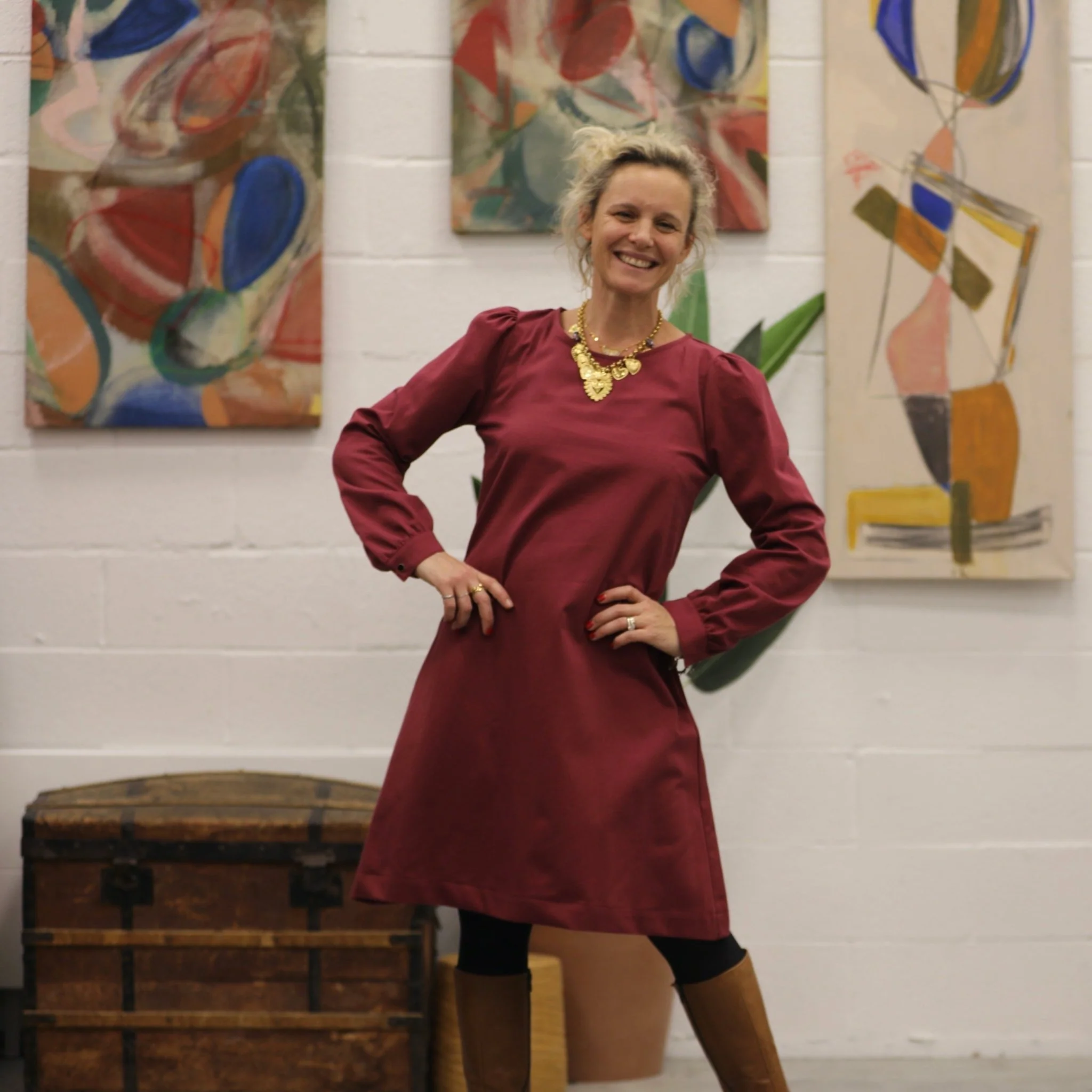 Robe Rosine - sergé de coton grenat - Image 10