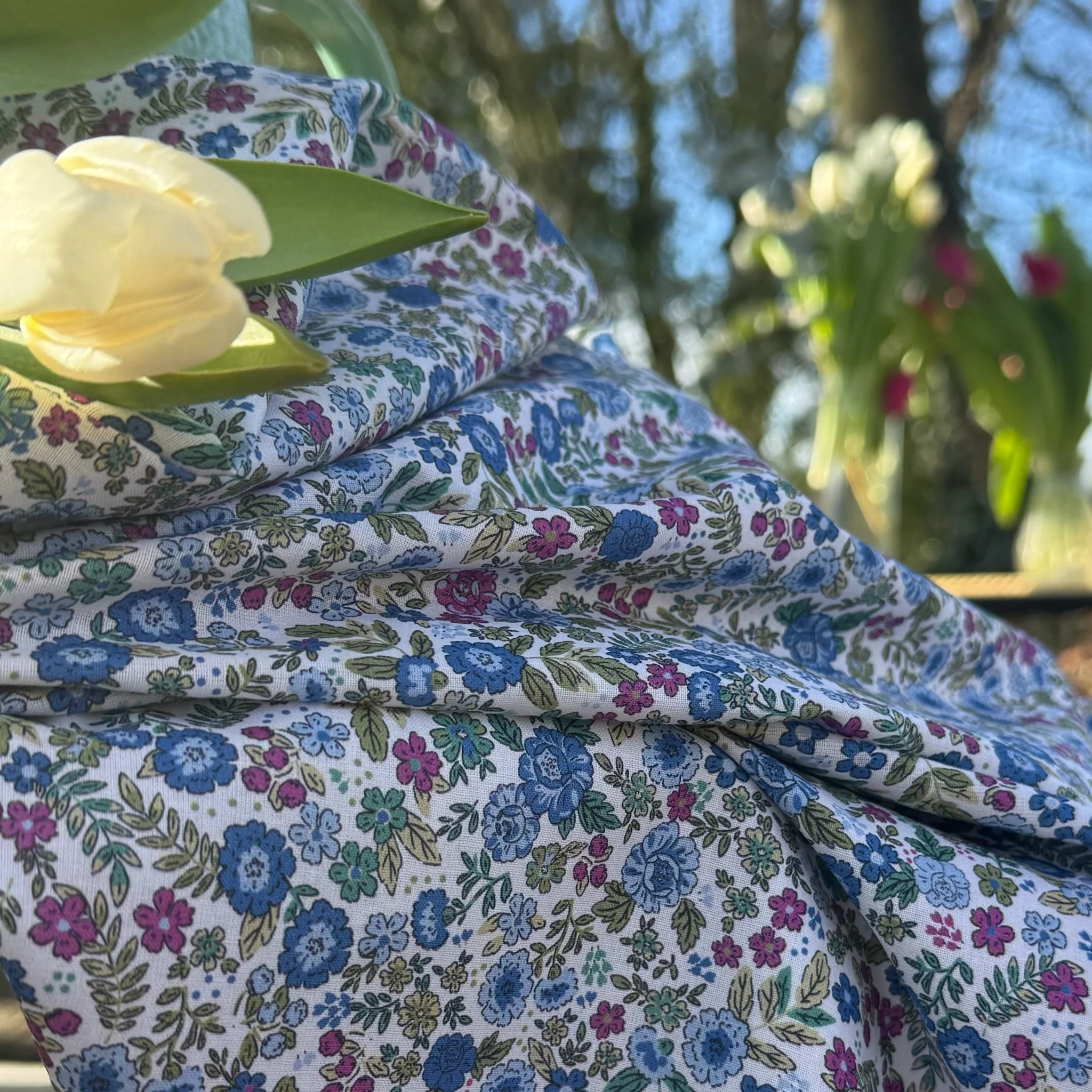 Robe Solène - coton"Printemps bleu" - Image 2