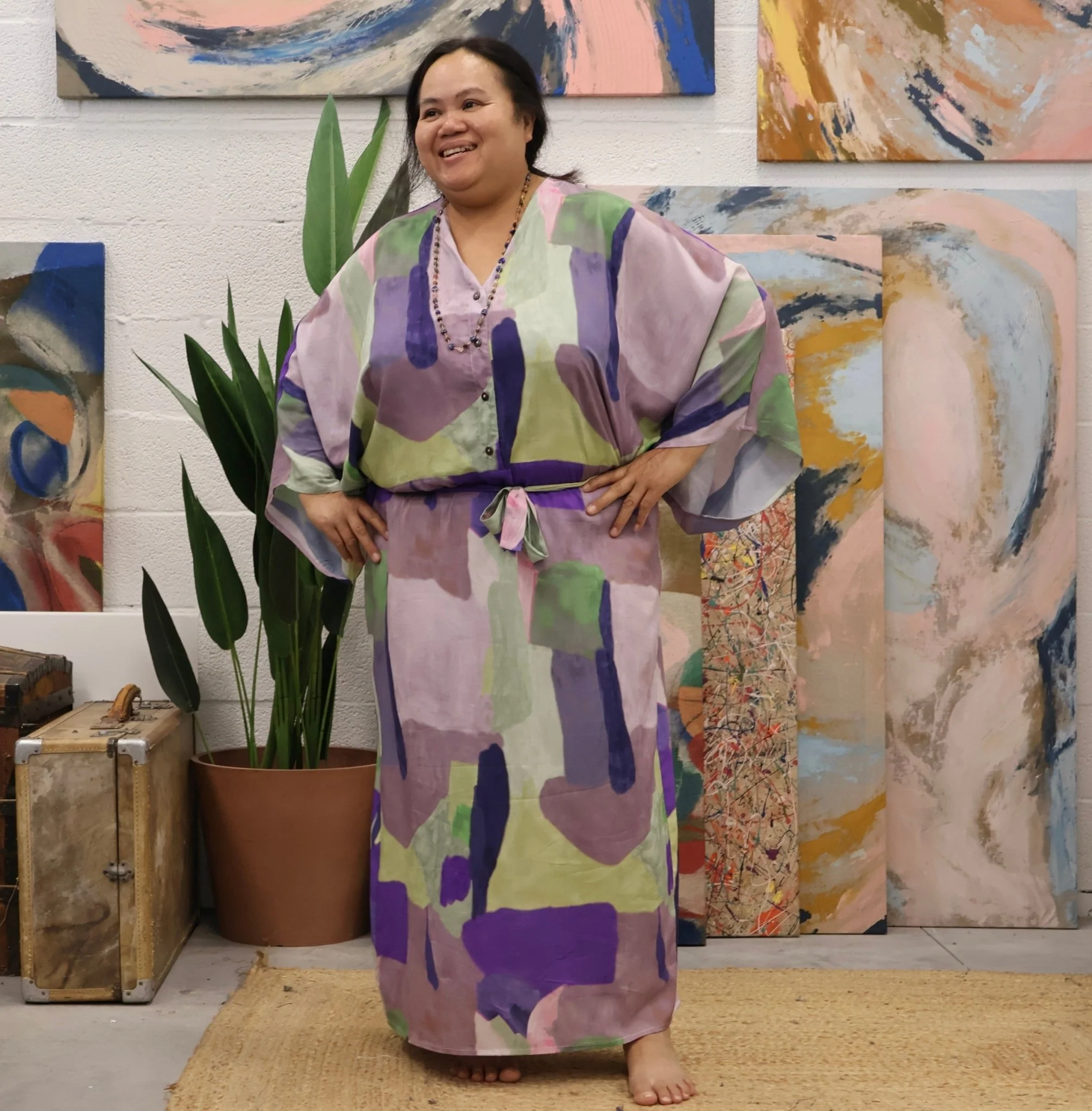 Robe Xiou double gaze de coton bleu majorelle - Image 11