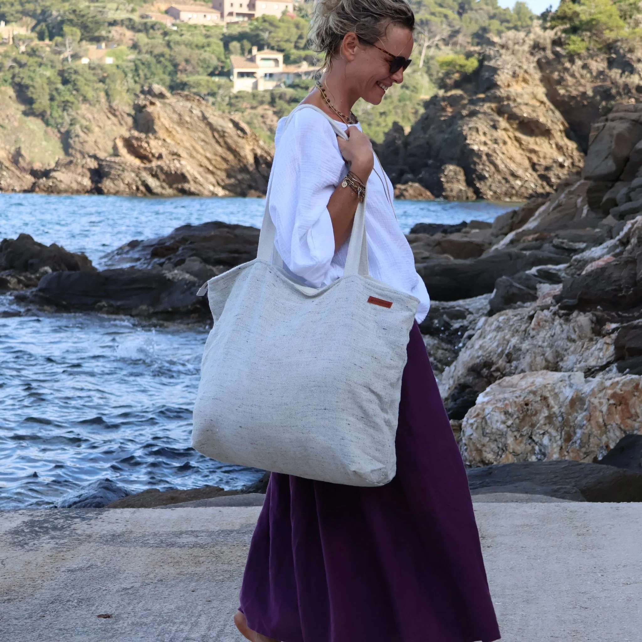 Sac Alfred en lin naturel chiné - doublure en lin - Image 4