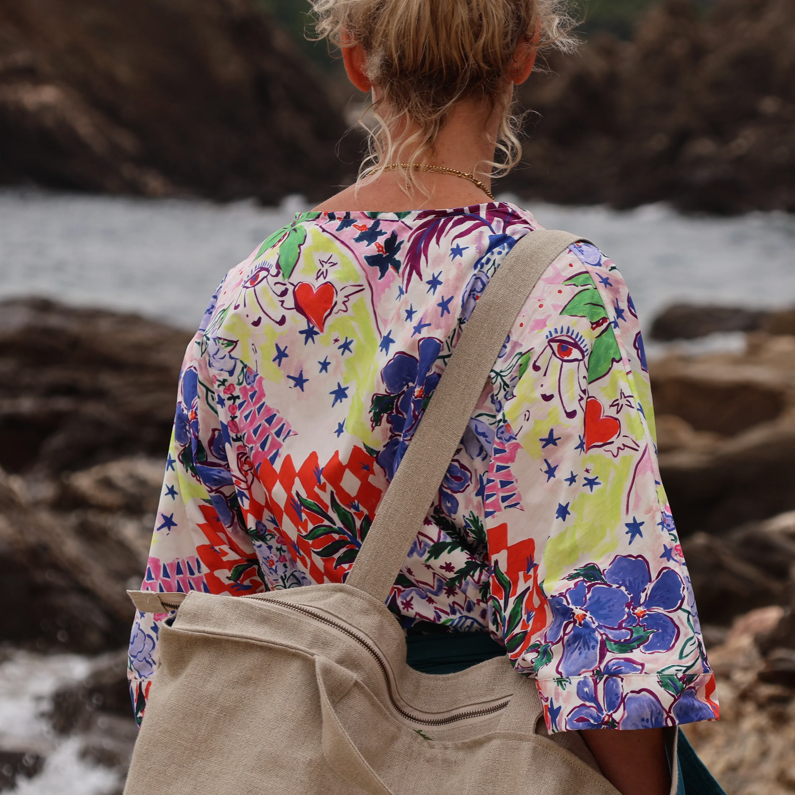 Sac Alfred en lin naturel - doublure en lin rouge - Image 12