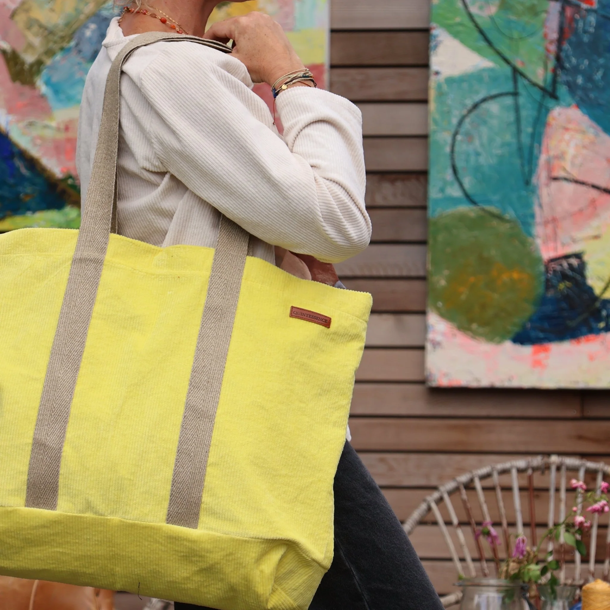 Sac Malo - Velours côtelé jaune vif - Image 7