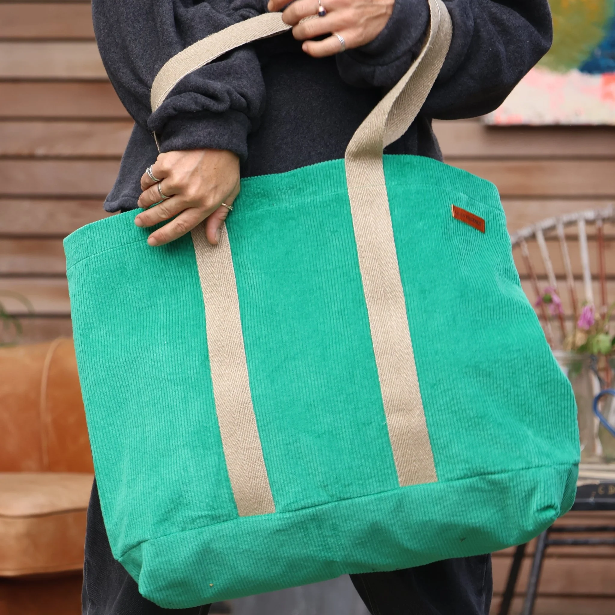 Sac Malo - Velours côtelé vert frais - Image 5