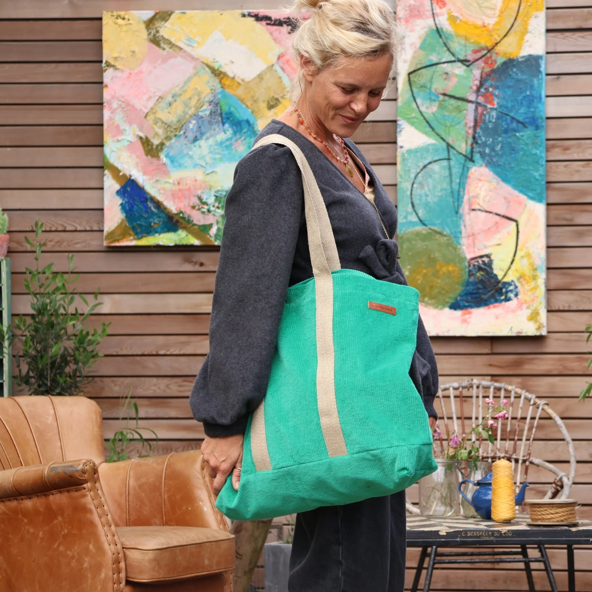 Sac Malo - Velours côtelé vert frais - Image 7