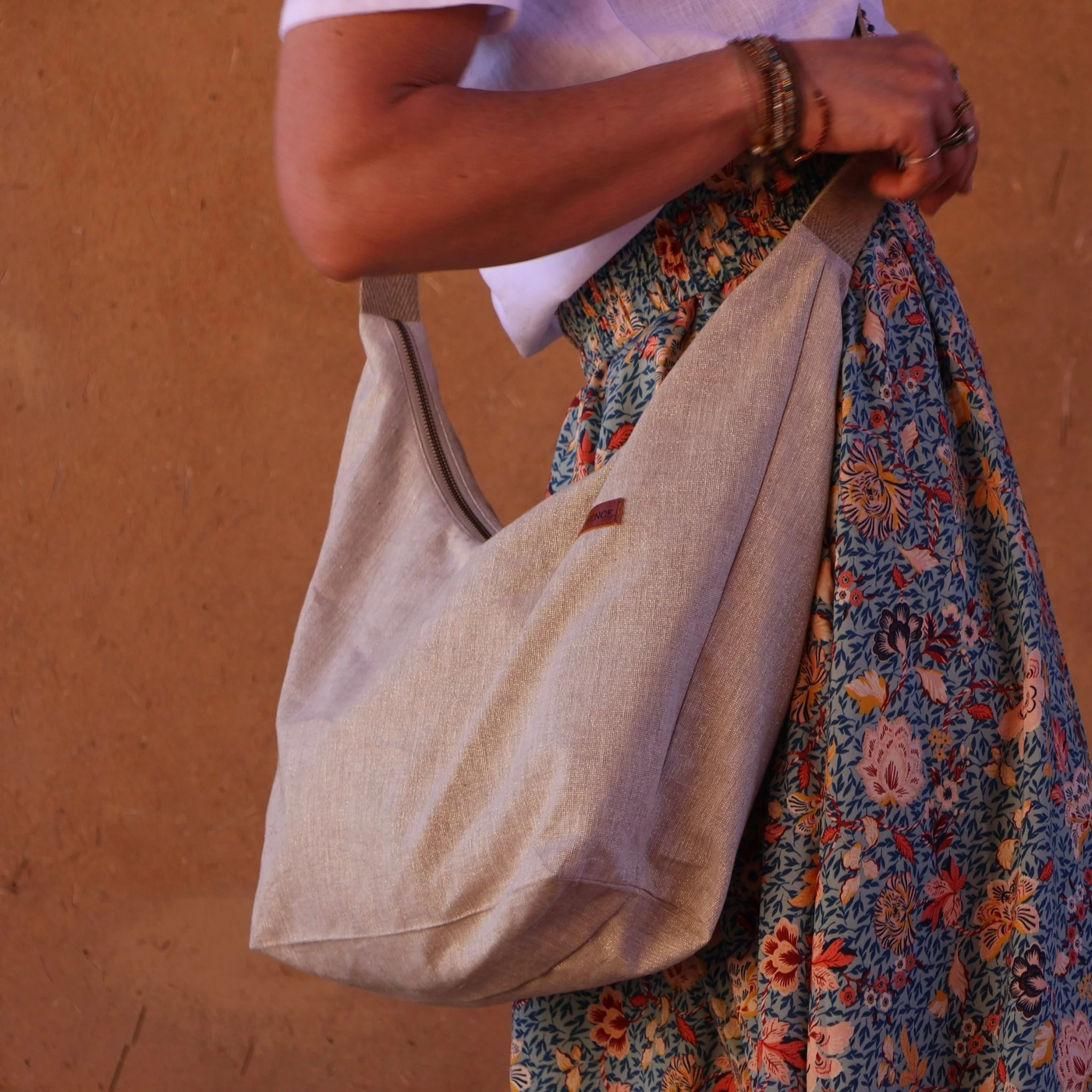 Sac Maud lin naturel/argent