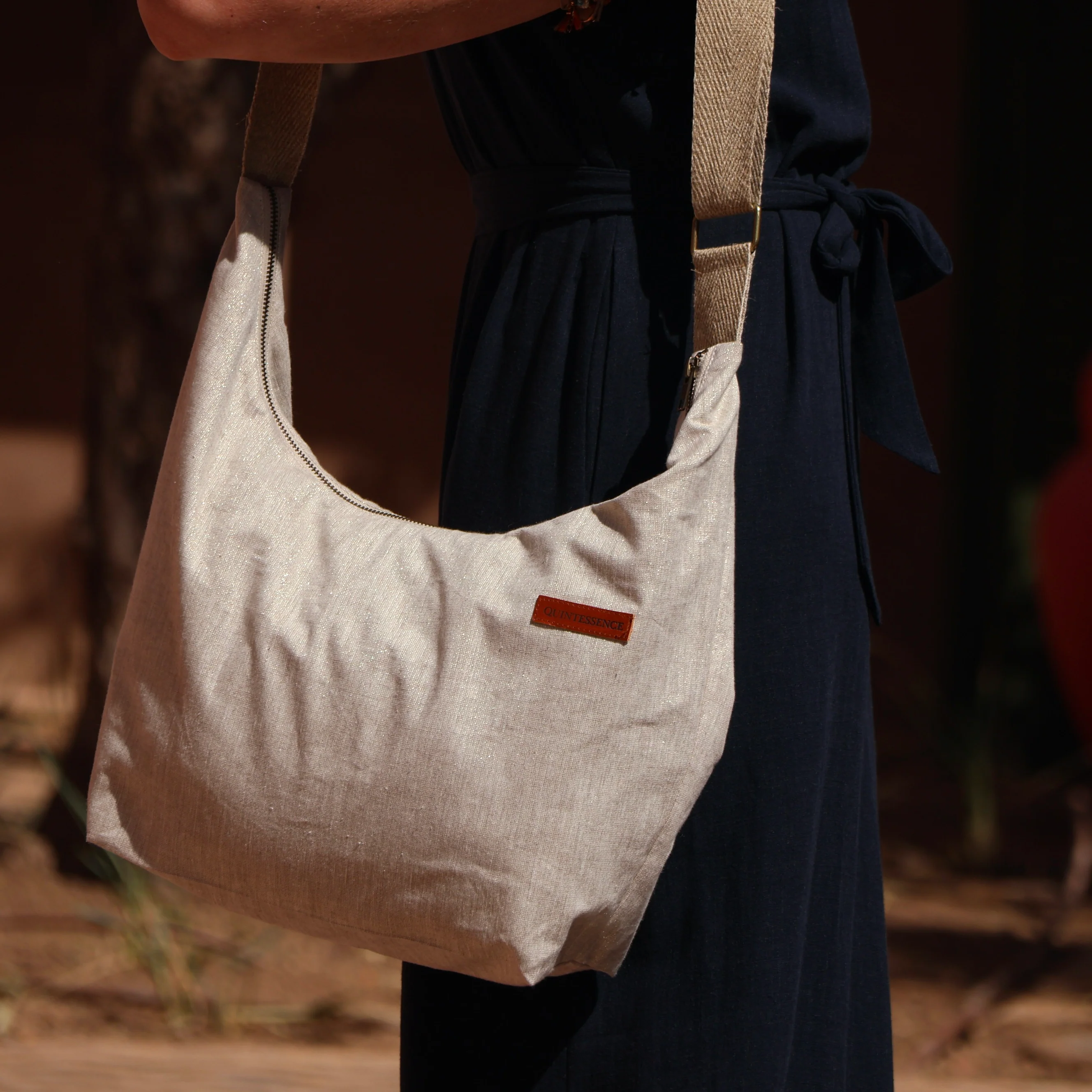 Sac Maud lin naturel/argent - Image 7