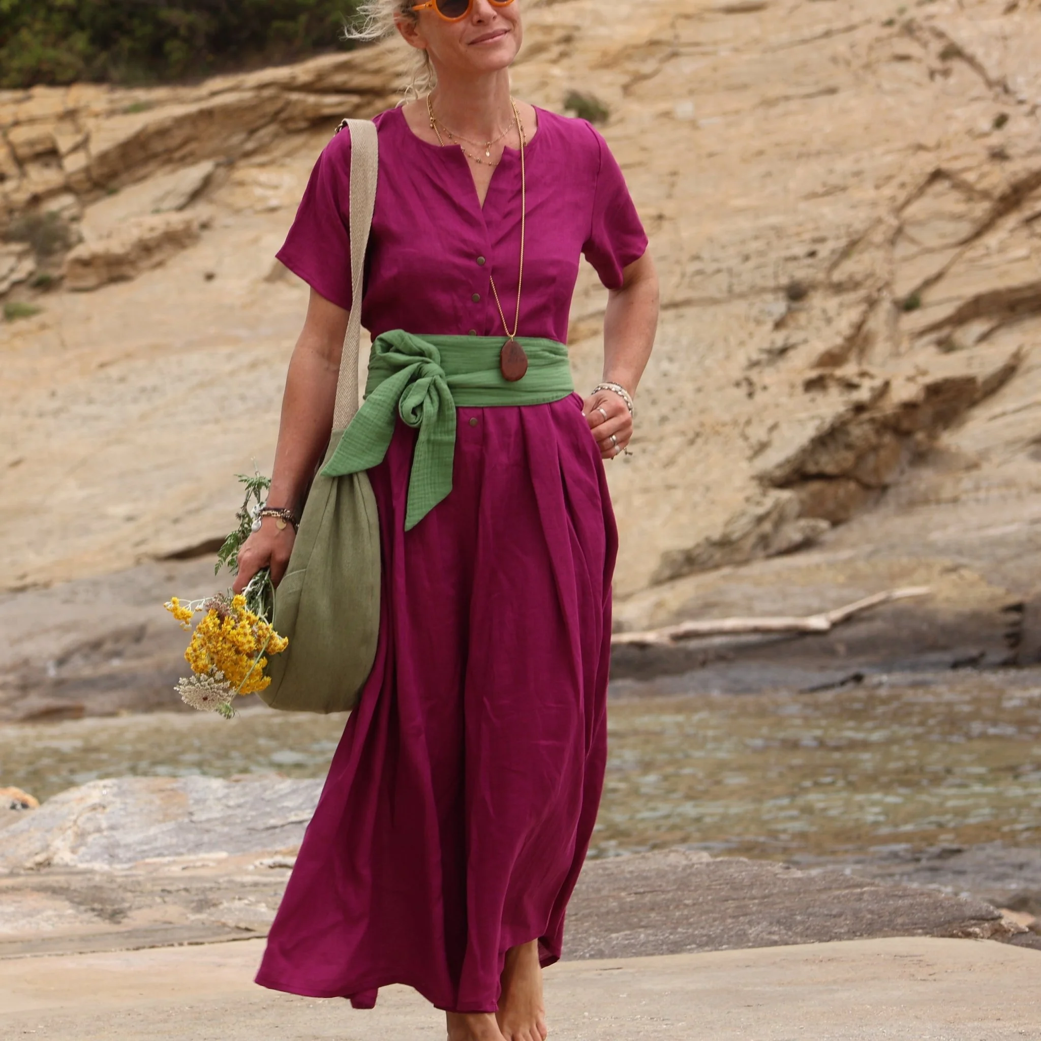 Sac Pia en lin vert mousse - Image 6