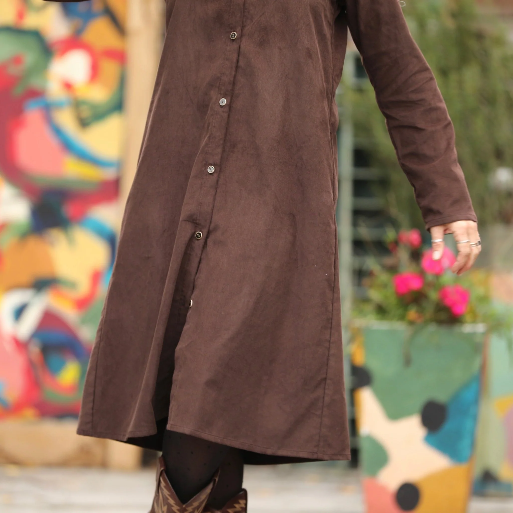 Robe Yuna - Velours milleraies chocolat - Image 5