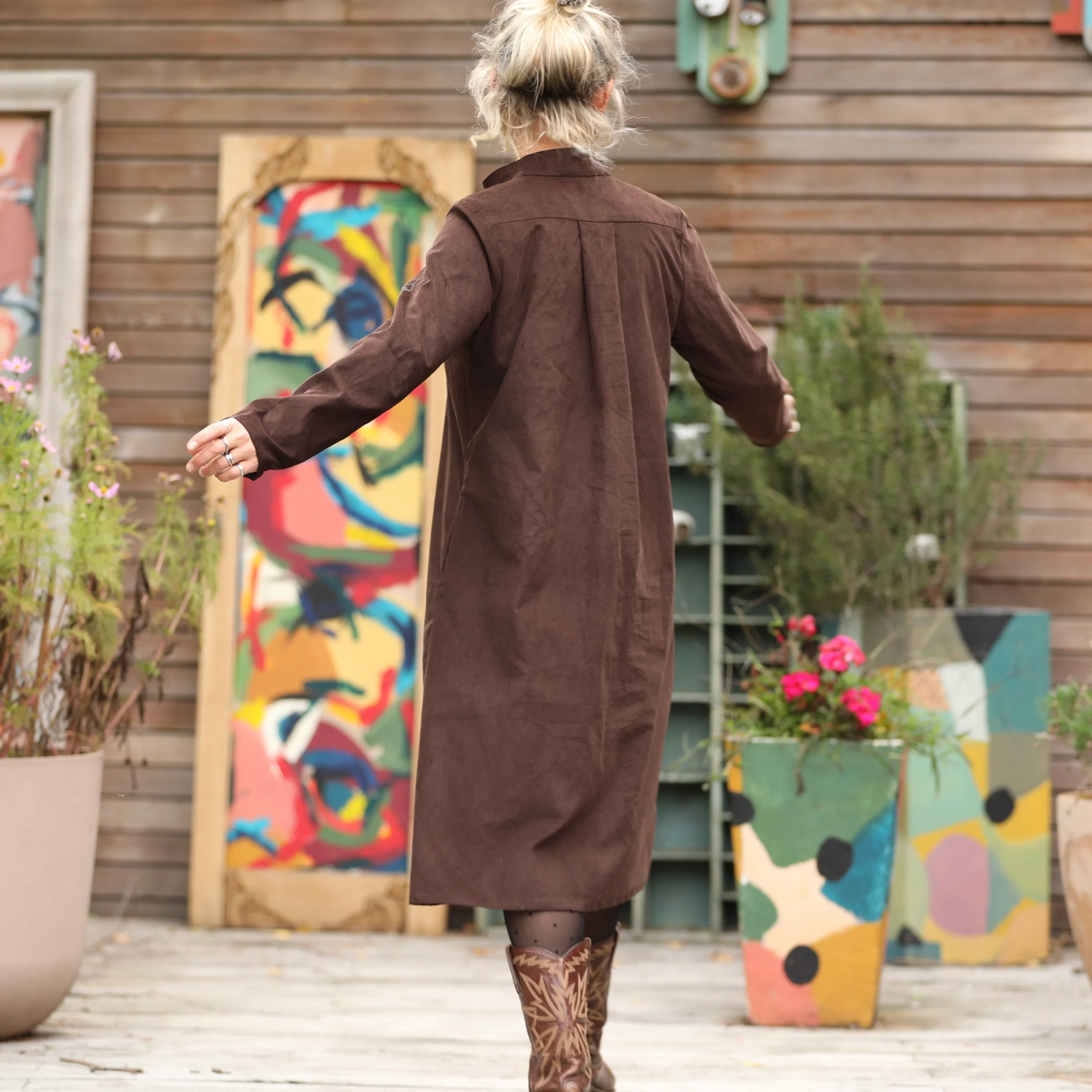 Robe Yuna - Velours milleraies chocolat - Image 7